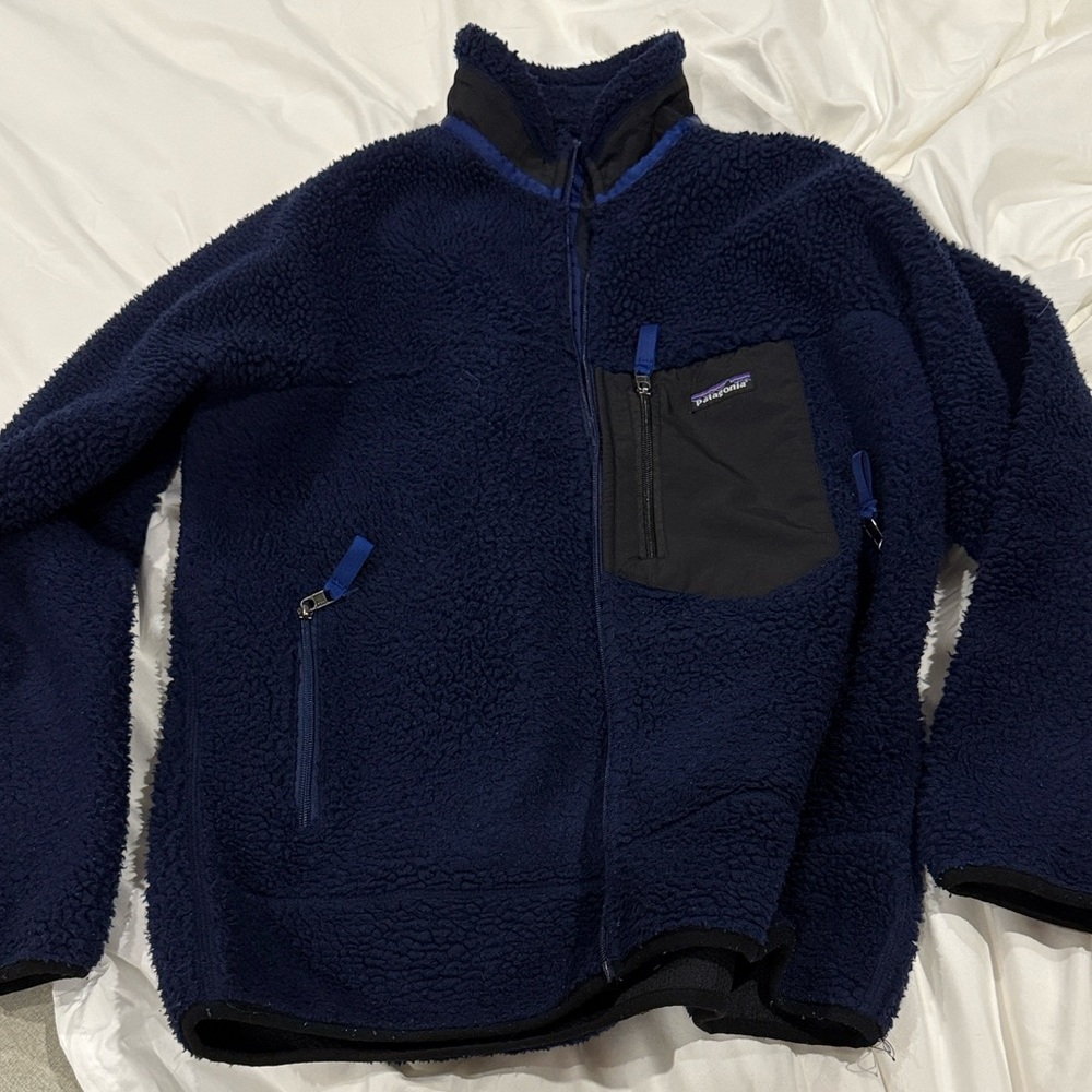 Patagonia Retro-X Deep Blue Fleece Jacket with Large Front Pocket